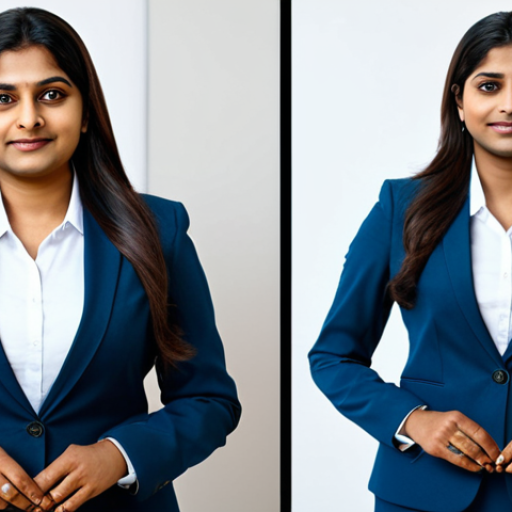 **

"A professional Indian woman in a modest business suit, standing confidently in a modern office, fully clothed, appropriate attire, safe for work, perfect anatomy, natural proportions, professional photography, high quality, family-friendly, well-formed hands, proper finger count."

**