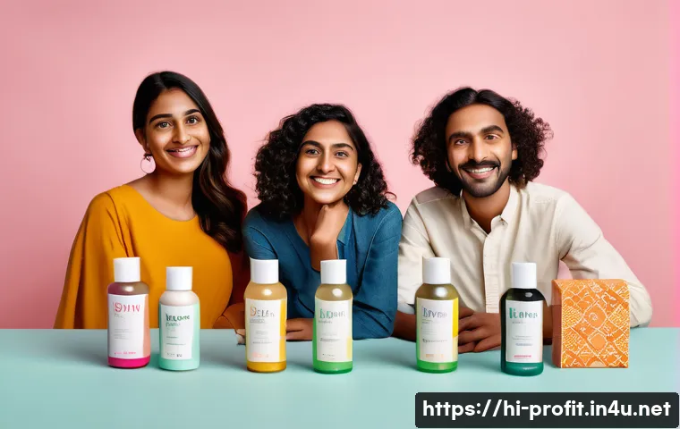 구독 박스 비즈니스 - A vibrant and modern subscription box service scene focused on personalized skincare products tailor...