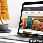 Home 22 이커머스 수익 구조 - A vibrant and modern online store interface displayed on a laptop and smartphone screen, showcasing ...