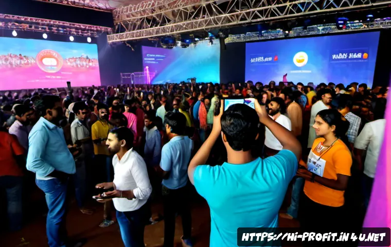 Home 17 라이브 이벤트 수익화 - Photorealistic live music event in Mumbai, wide cinematic view of a brightly lit concert stage and a...